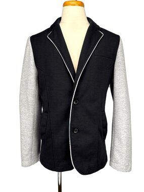 SIXTH JUNE Cotton Blend Colorblock Preppy Black Gray White Mens Blazer XL (US L)